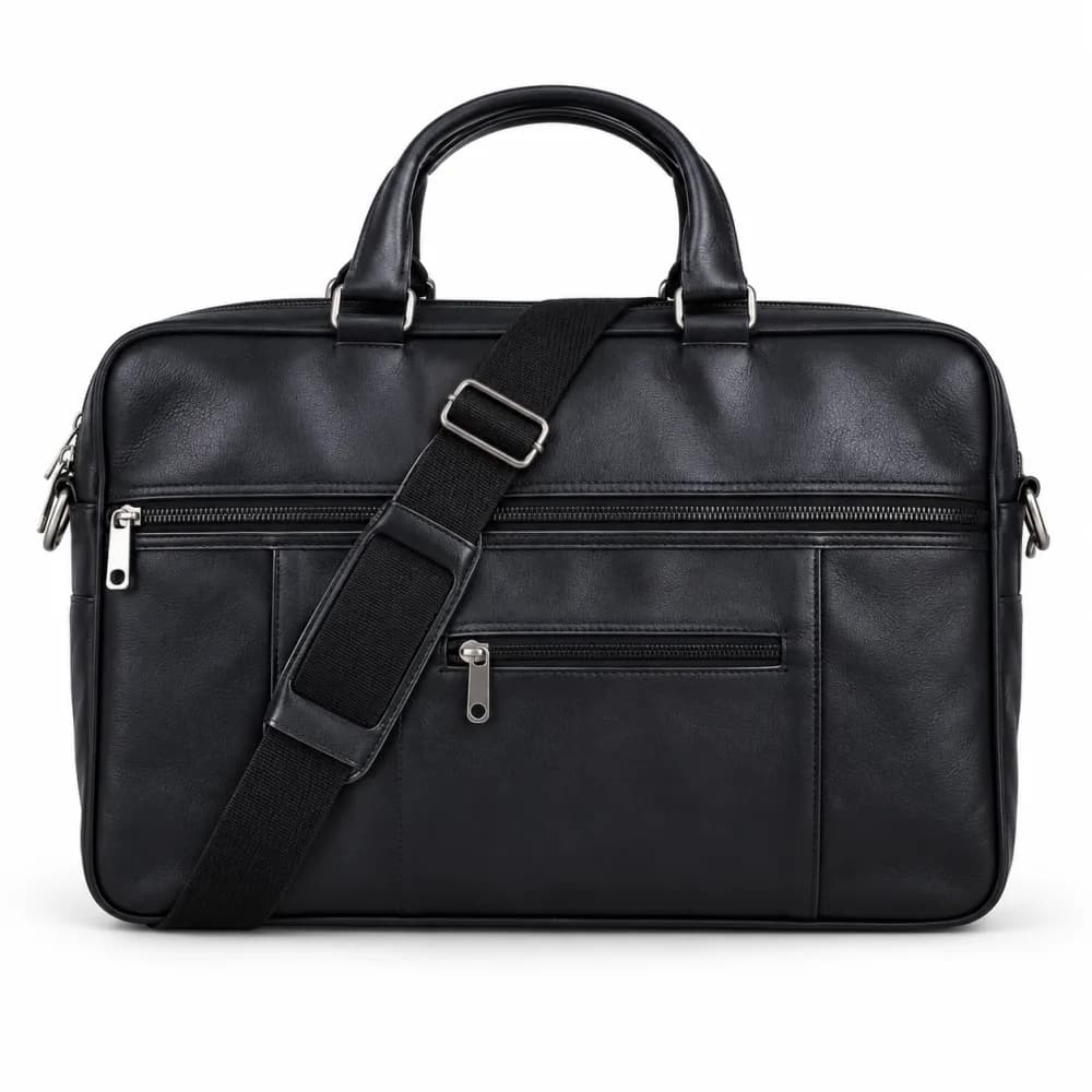 Briefcase 01, black leather briefcase