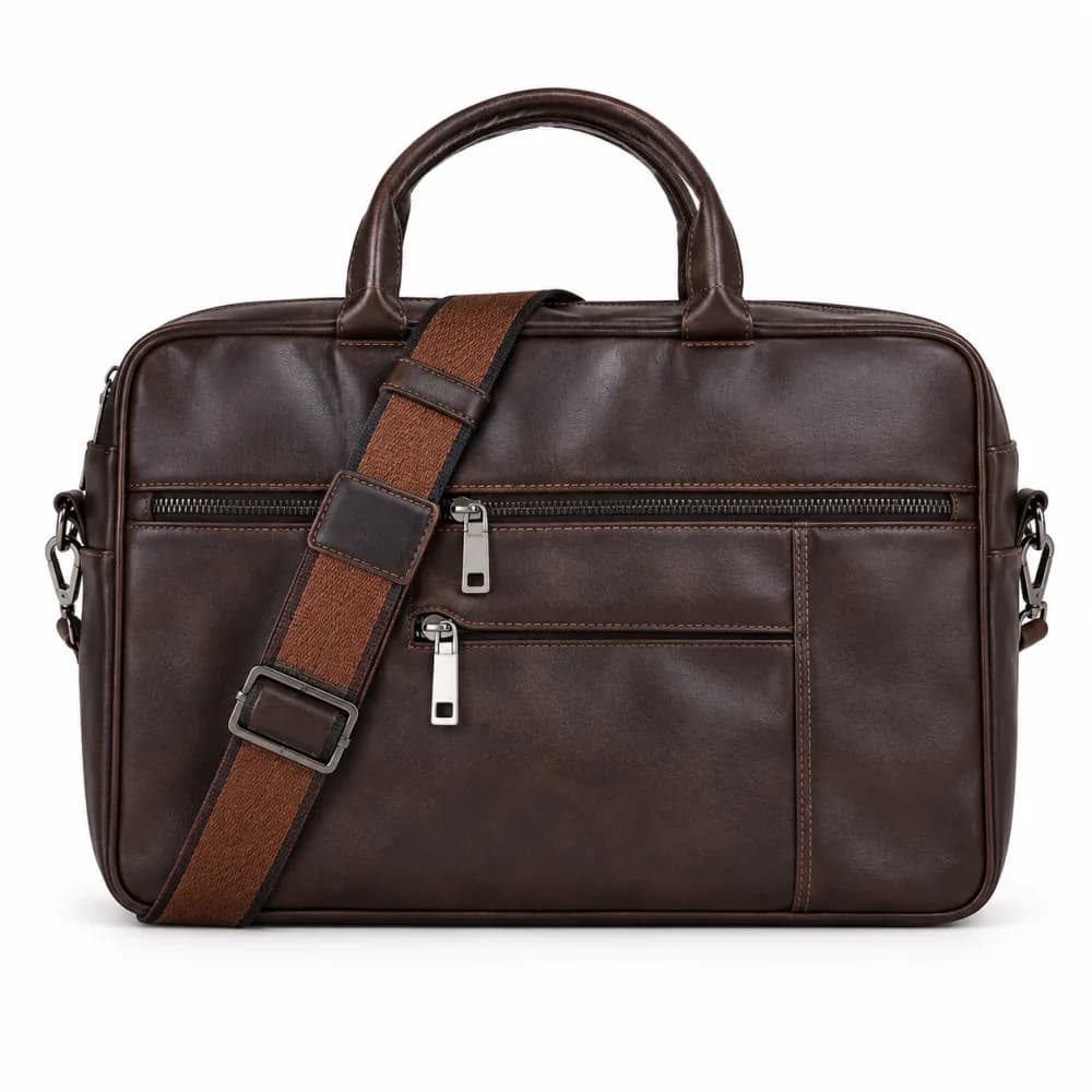 Briefcase 02, brown leather briefcase