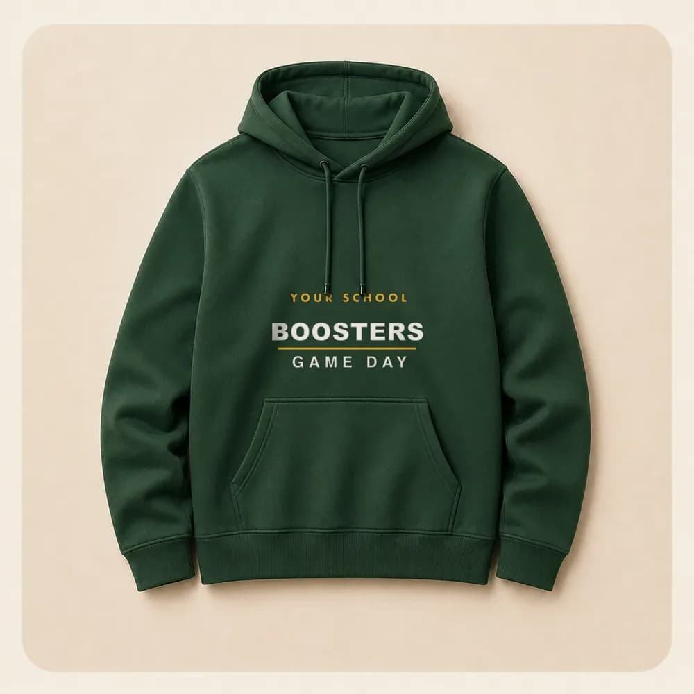Sample design: Boosters game day on a hoodie