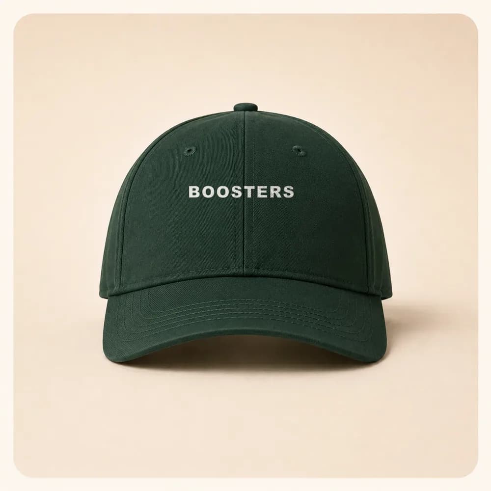 Sample design: Boosters wordmark on a cap
