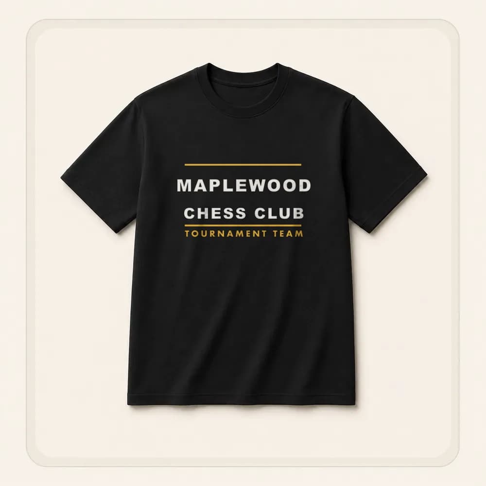 Sample design: Maplewood Chess Club team shirt on a t-shirt