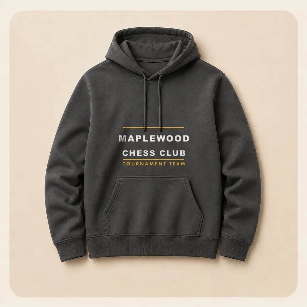 Sample design: Maplewood Chess Club team shirt on a hoodie