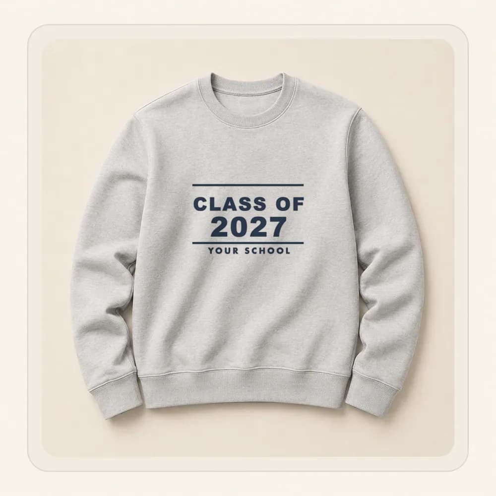 Sample design: Class of 2027 on a crewneck sweatshirt