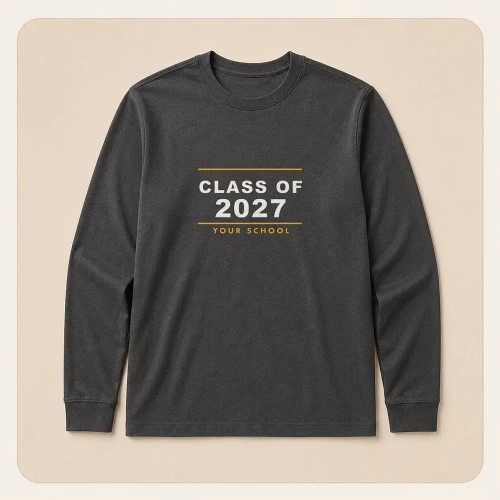 Sample design: Class of 2027 on a long-sleeve tee