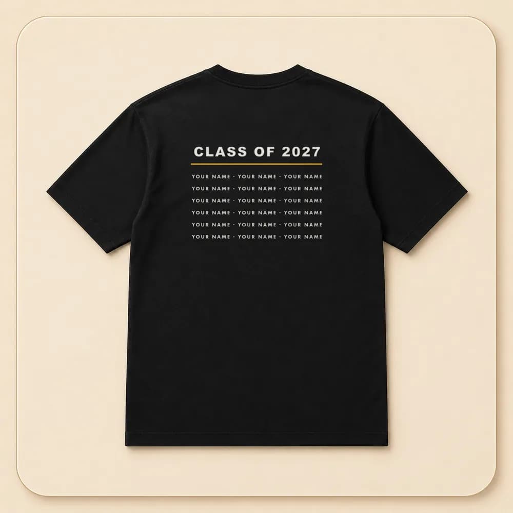 Sample design: Names on the back on a t-shirt