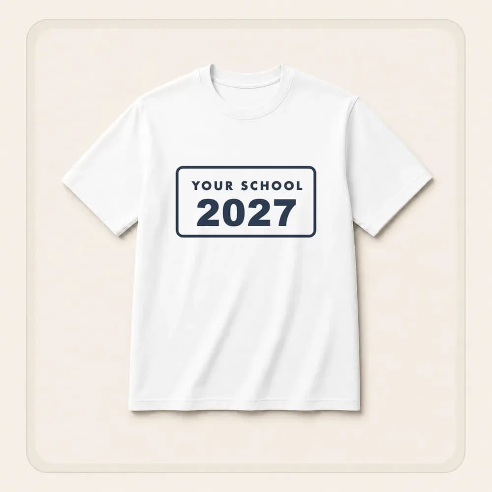 Sample design: 2027 badge on a t-shirt