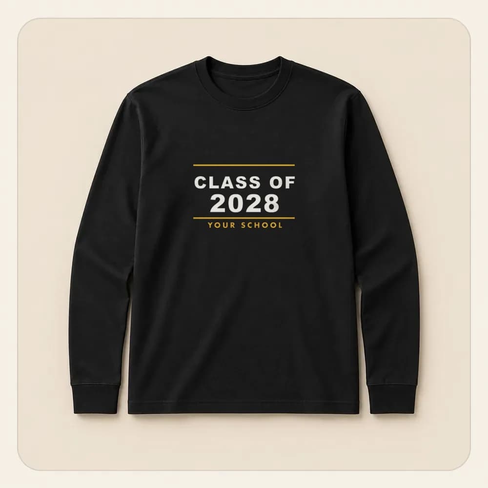 Sample design: Class of 2028 on a long-sleeve tee
