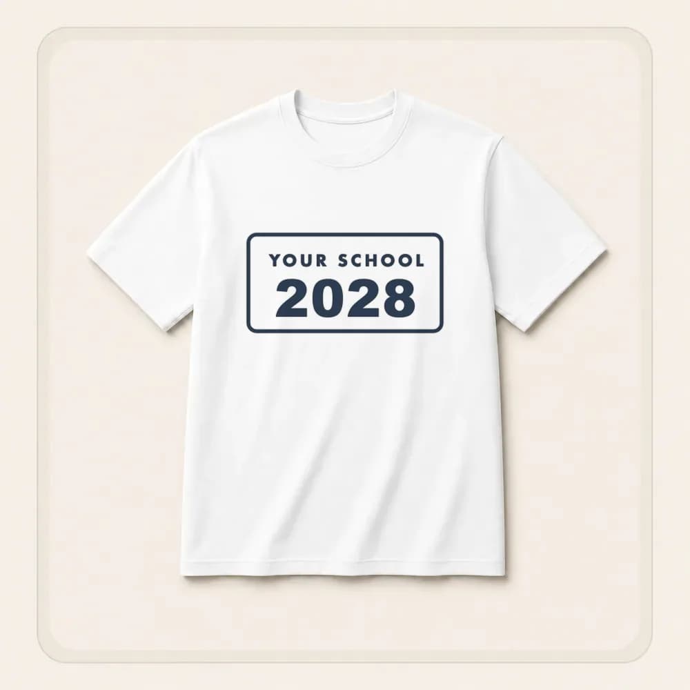 Sample design: 2028 badge on a t-shirt