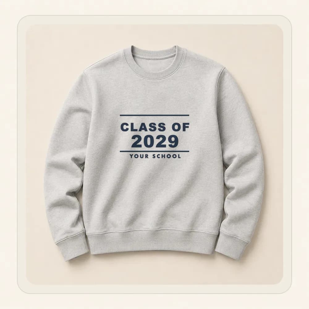Sample design: Class of 2029 on a crewneck sweatshirt