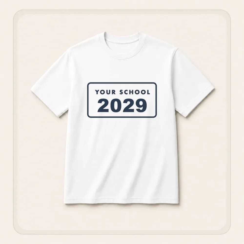 Sample design: 2029 badge on a t-shirt