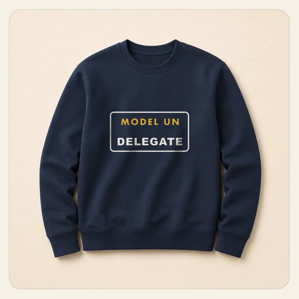 Sample design: Delegate badge on a crewneck sweatshirt