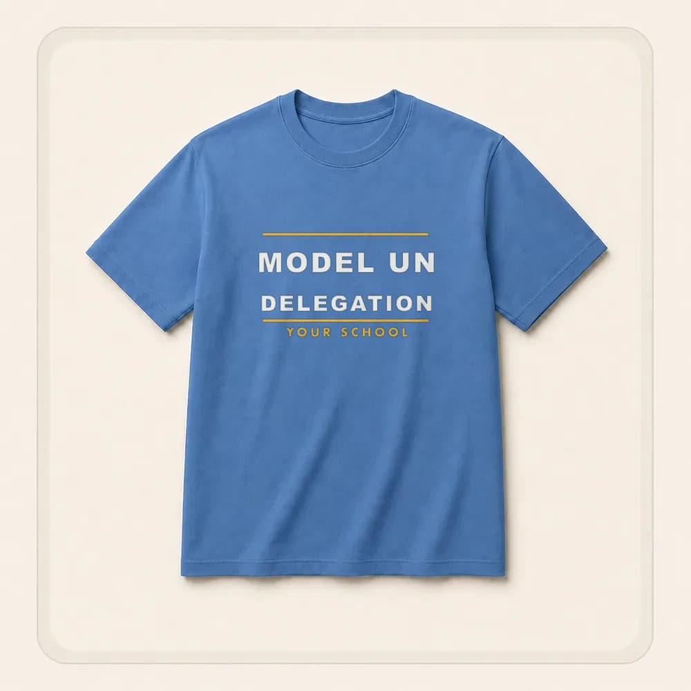 Sample design: Model UN delegation on a t-shirt