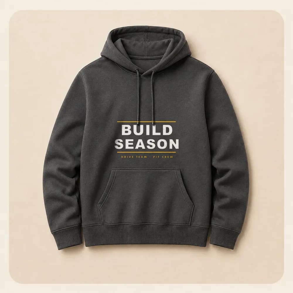Sample design: Build season on a hoodie
