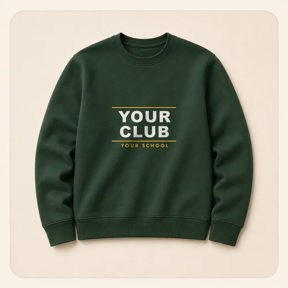 Sample design: Your Club classic on a crewneck sweatshirt