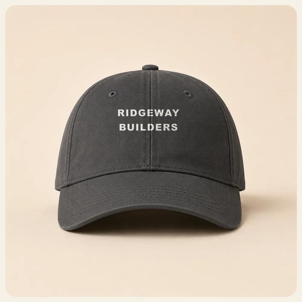 Sample design: Ridgeway Builders logo on a cap