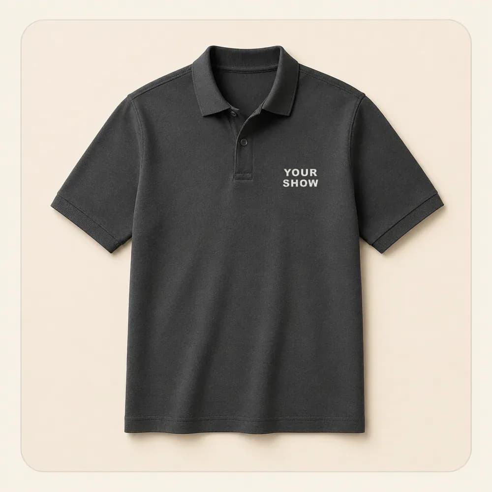 Sample design: Crew wordmark on a polo shirt