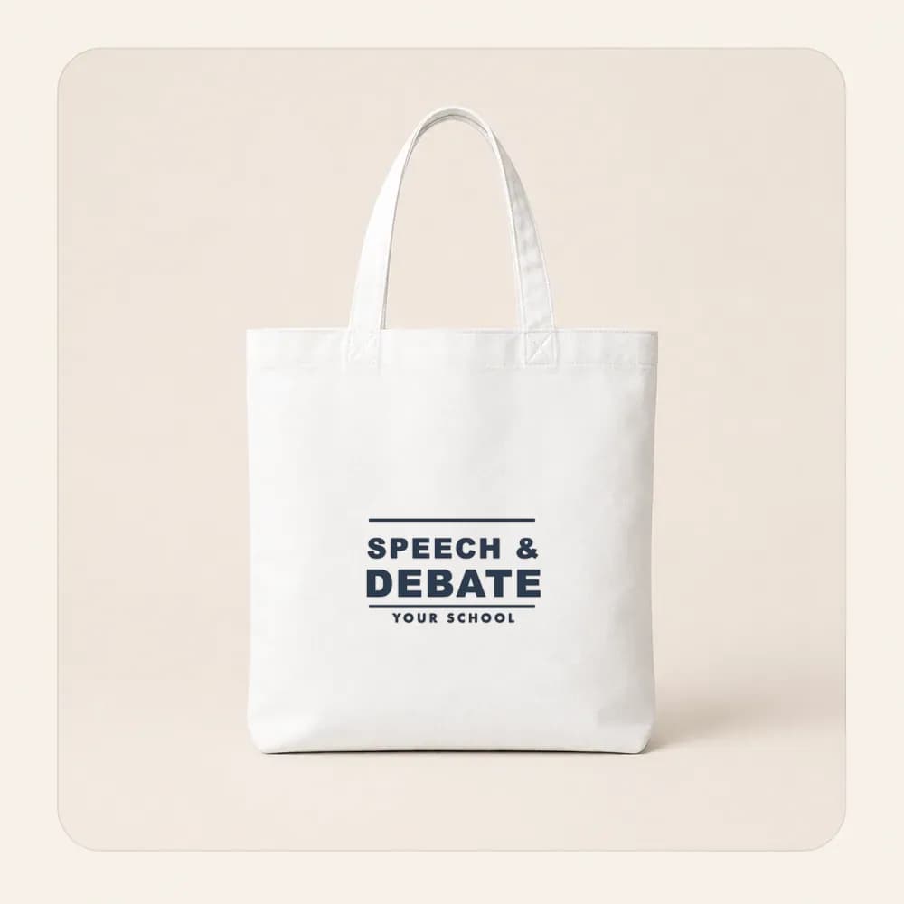 Sample design: Speech and debate on a tote bag