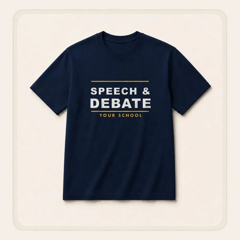 Sample design: Speech and debate on a t-shirt