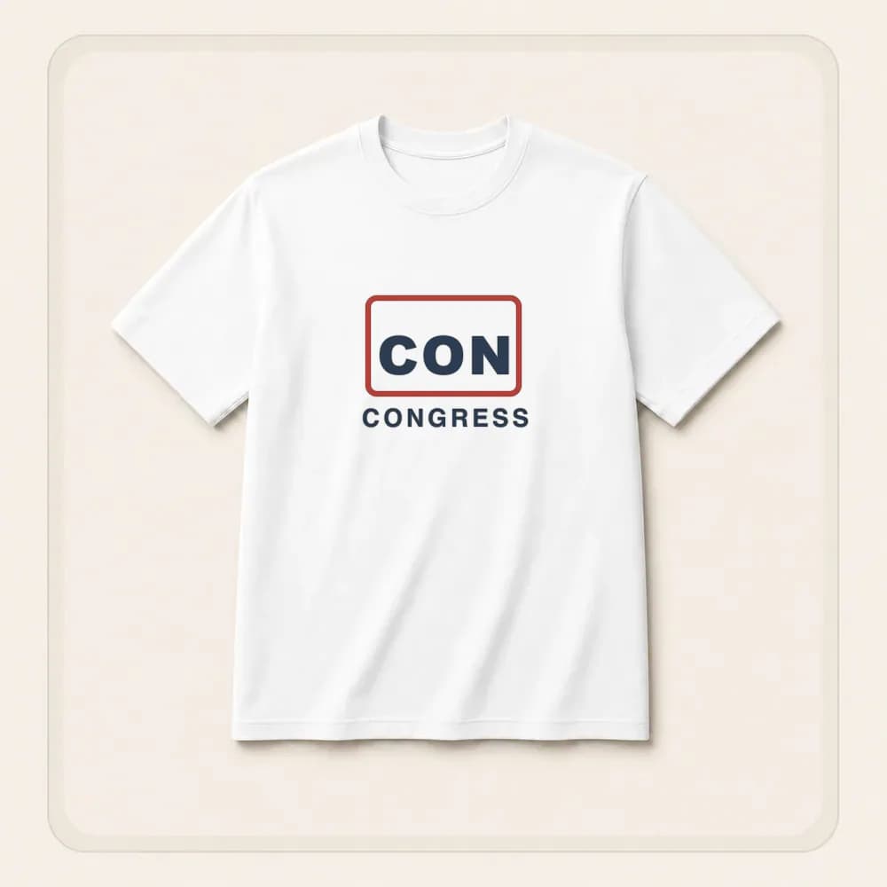 Sample design: Congress event tag on a t-shirt