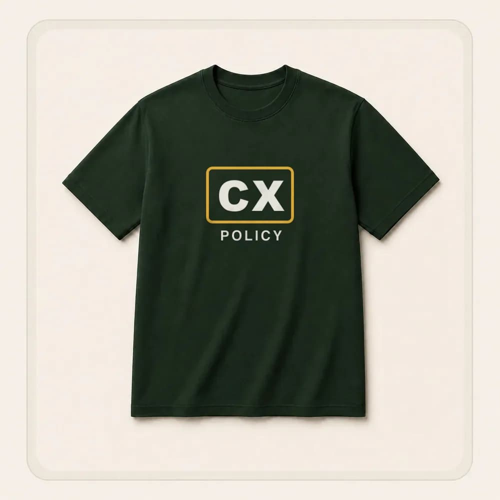 Sample design: Policy event tag on a t-shirt