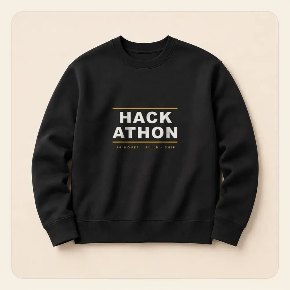 Sample design: Hackathon on a crewneck sweatshirt
