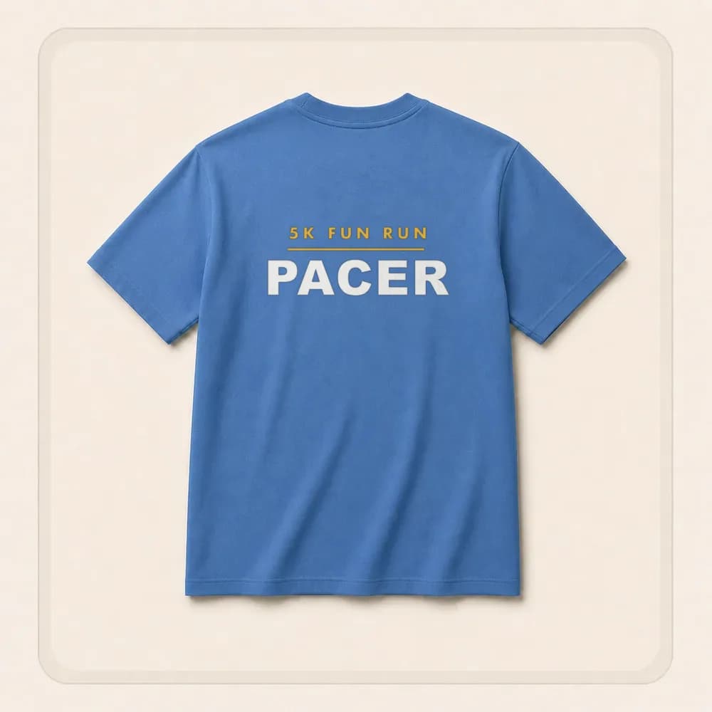 Sample design: Pacer back on a t-shirt