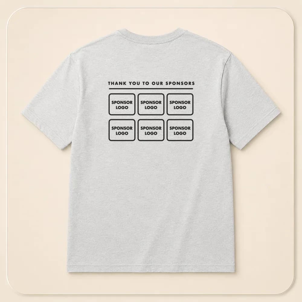 Sample design: Sponsor logos on the back on a t-shirt