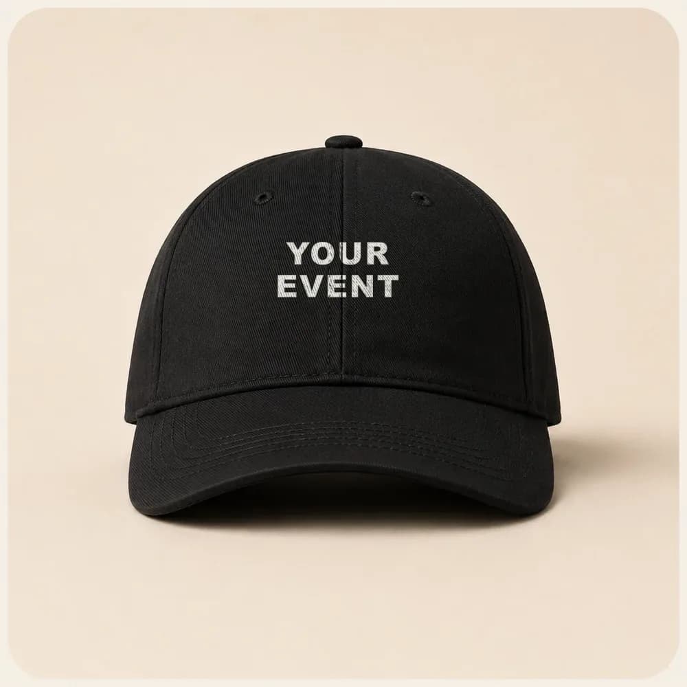 Sample design: Your Event wordmark on a cap