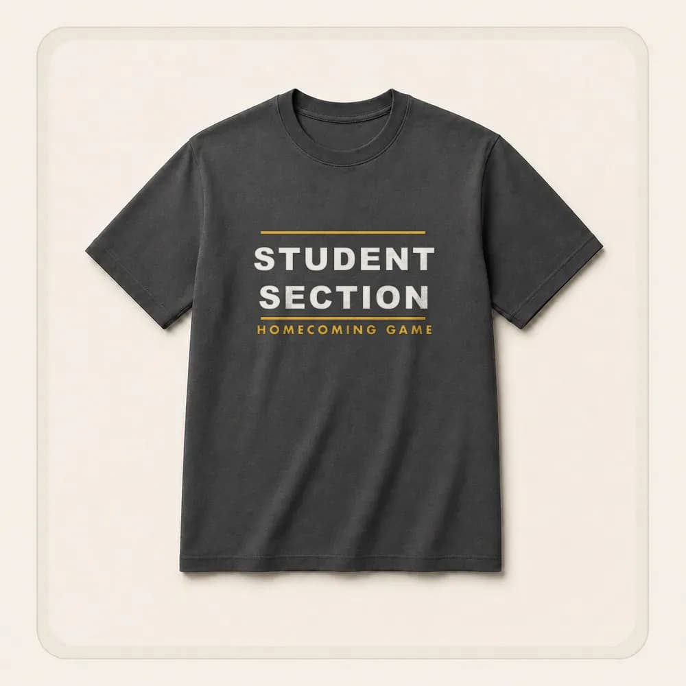 Sample design: Student section on a t-shirt