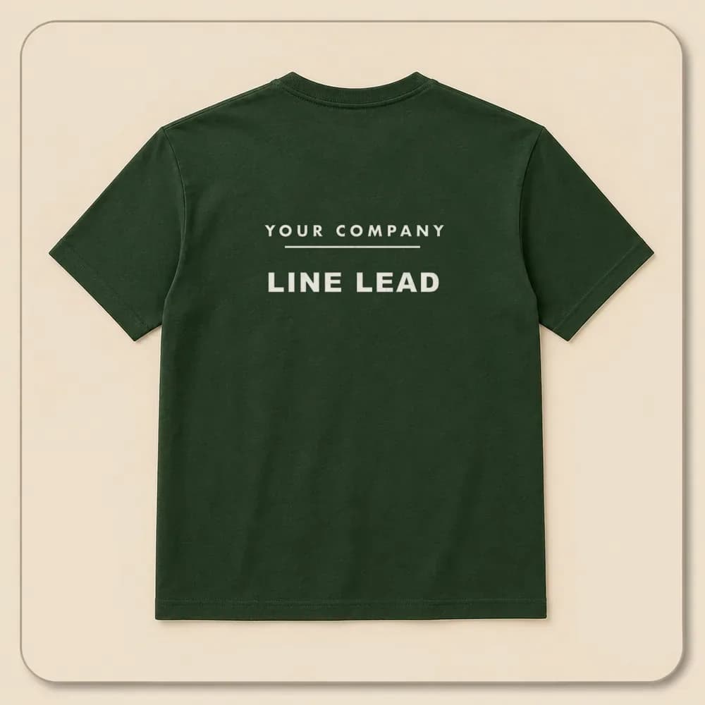 Sample design: Line lead on a t-shirt