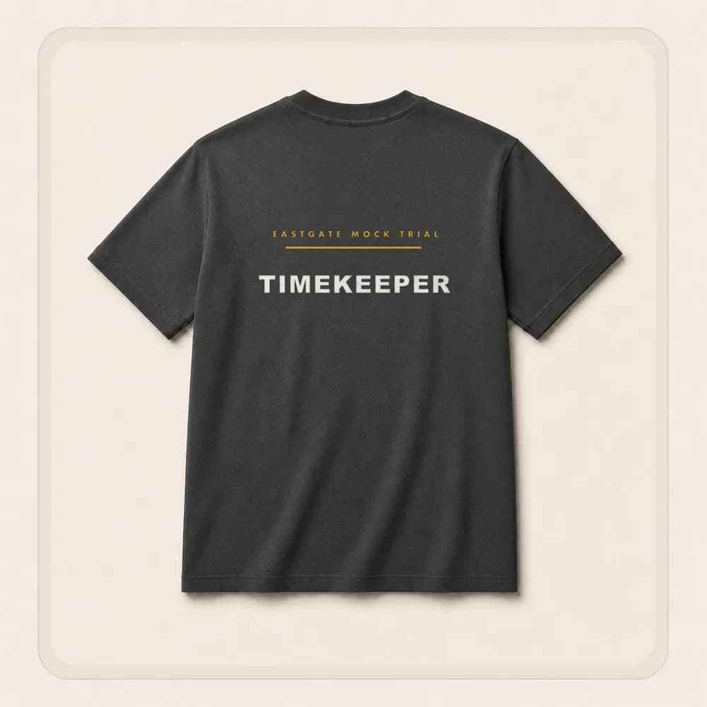 Sample design: Timekeeper back on a t-shirt