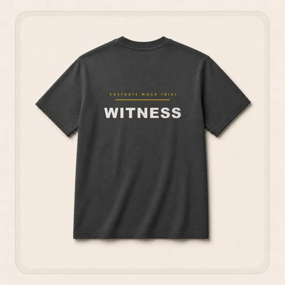 Sample design: Witness back on a t-shirt