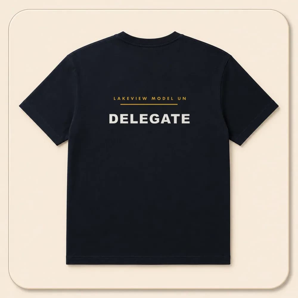 Sample design: Delegate back on a t-shirt