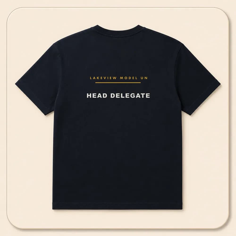 Sample design: Head delegate back on a t-shirt