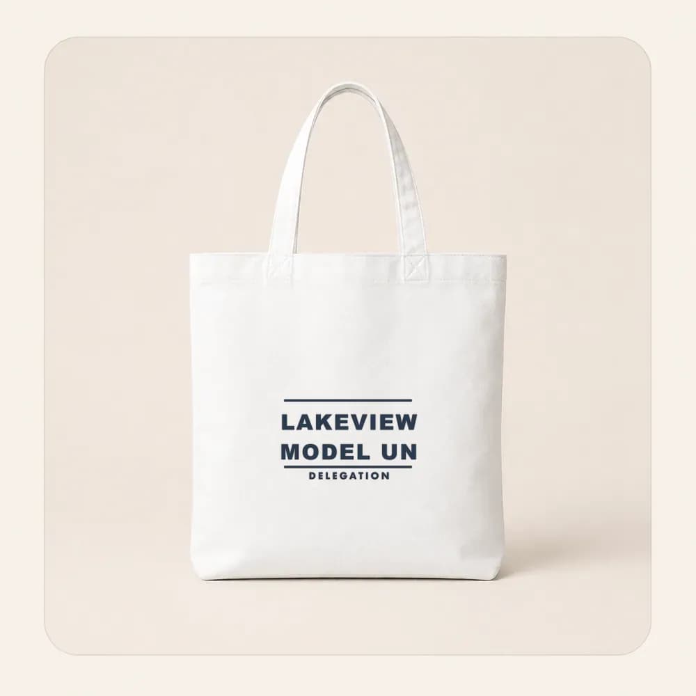 Sample design: Lakeview Model UN delegation shirt on a tote bag