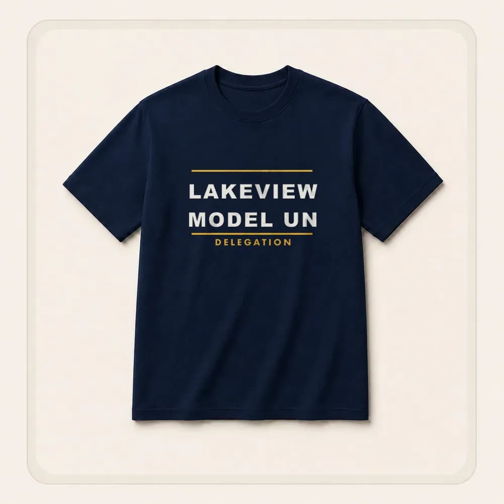 Sample design: Lakeview Model UN delegation shirt on a t-shirt