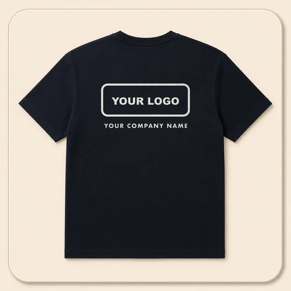 Sample design: Your logo, full back on a midnight t-shirt