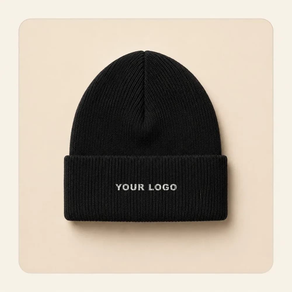 Sample design: Your logo on a black beanie
