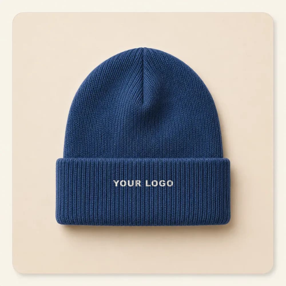 Sample design: Your logo on a navy beanie