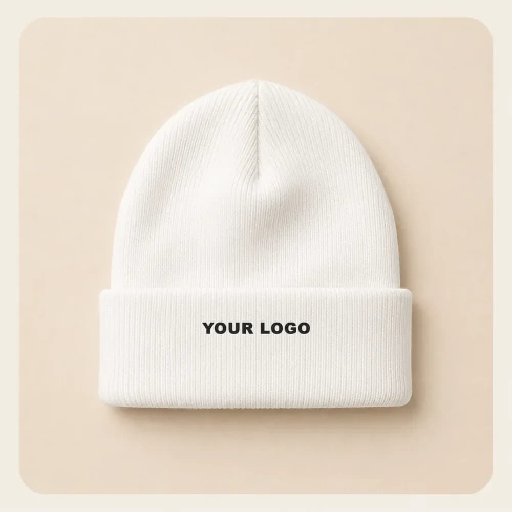 Sample design: Your logo on a white beanie
