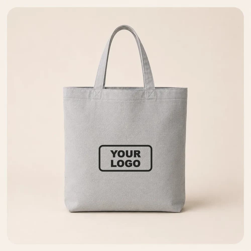 Sample design: Your logo on a light gray tote bag