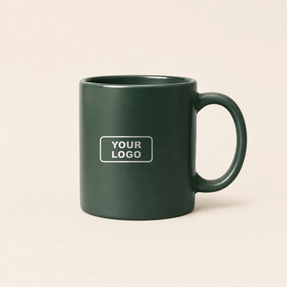 Sample design: Your logo on a forest green mug