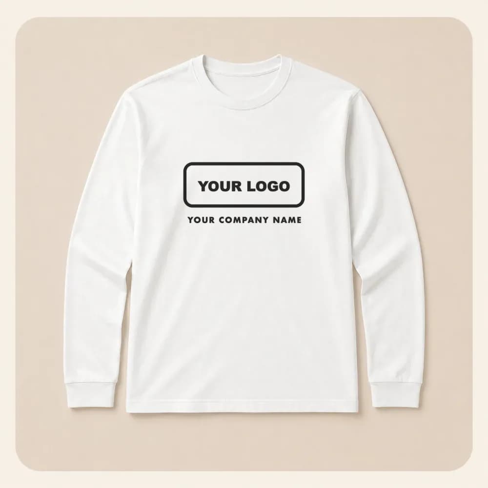 Sample design: Your logo on a white long-sleeve tee