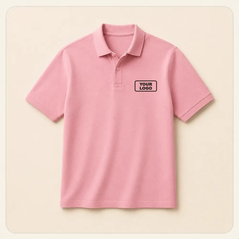 Sample design: Your logo on a pink polo shirt
