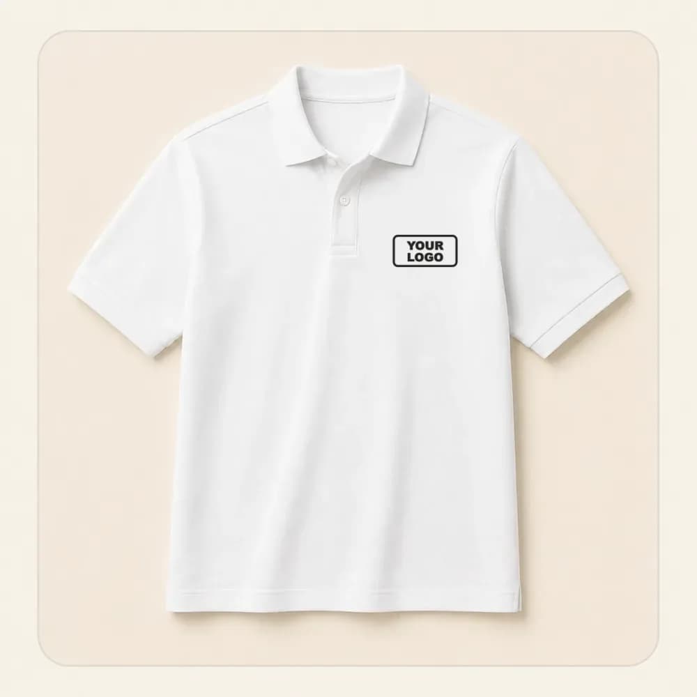Sample design: Your logo on a white polo shirt