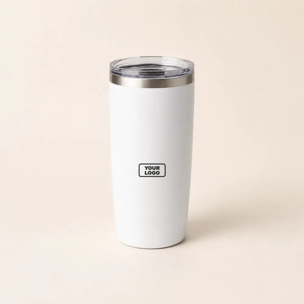 Sample design: Your logo on a white tumbler