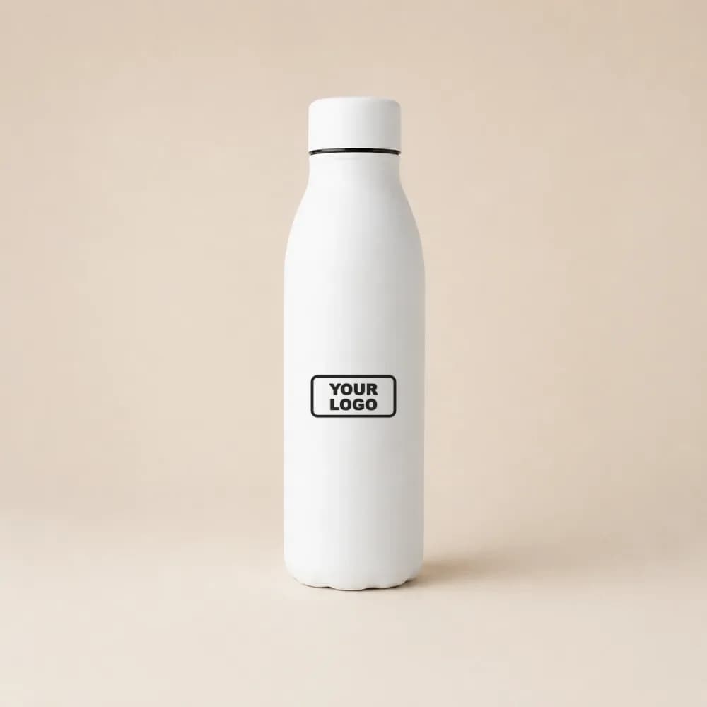 Sample design: Your logo on a white water bottle