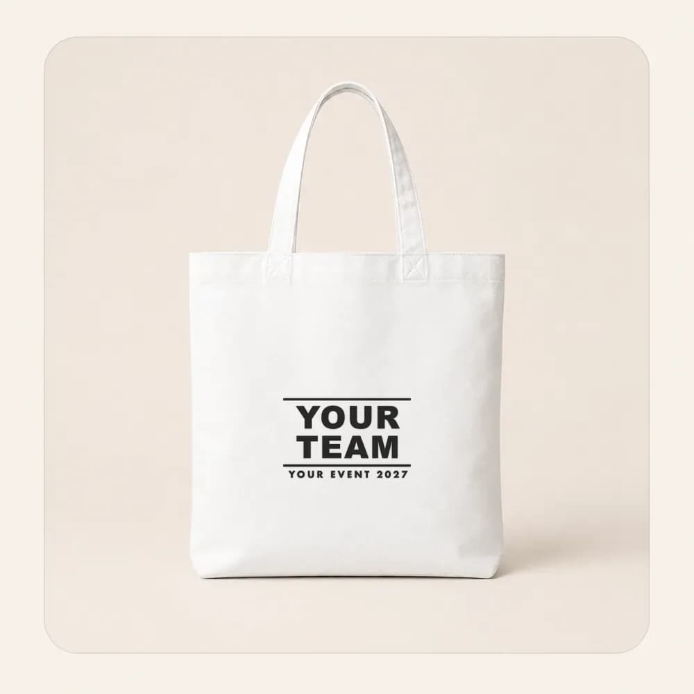 Sample design: Your Team event tote on a white tote bag