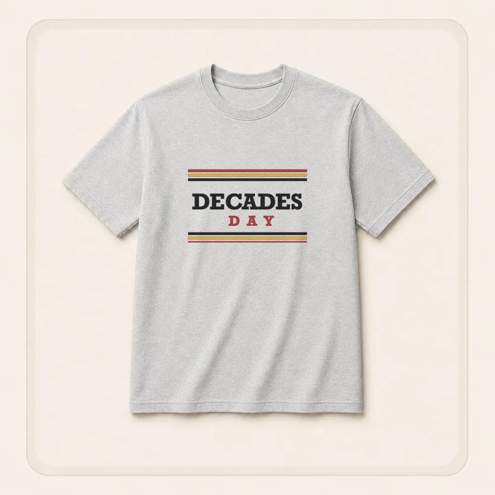 Sample design: Decades day on a t-shirt