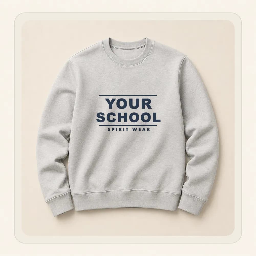 Sample design: Your School classic on a crewneck sweatshirt